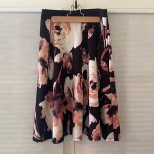 Black Skirt with Pink and White Flowers